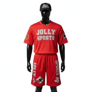 ชุดบาสเก็ตบอลชายพรีเมียม ผ้าโพลีเอสเตอร์ตาข่าย 180 GSM ระบายอากาศได้ดี สีแดง ออกแบบโลโก้ได้ตามต้องการ ชุดสำหรับผู้ชาย - Product Image 1