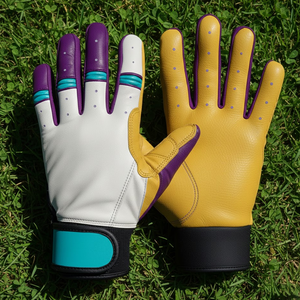 Gants de frappe de baseball professionnels avec logo personnalisé, antidérapants, en cuir véritable, gants de softball, vente en gros, tailles adultes et jeunes, OEM - Product Image 1