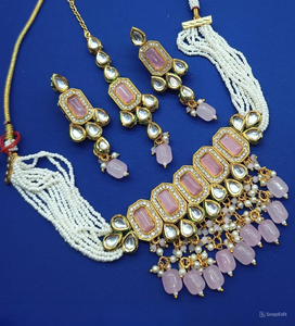 JOYERÍA DE COBRE TRADICIONAL Y DE MODA INDIA CONJUNTO DE JOYERÍA DE BODA NOVIA PARA MUJER CONJUNTO DE PENDIENTES Y COLLAR - Product Image 1