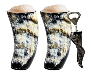 Taza para beber de Oso de Cristal corto de cuerno Natural hecha a mano de diseño antiguo de la mejor calidad para Bar India-Precio de estilo náutico pulido - Product Image 1