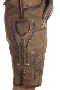 2025 lederhosen แบบบาวาเรีย Oktoberfest lederhosen ขายดีที่สุดกางเกงขาสั้นลำลองหนังแท้ยาวถึงเข่าป้องกันริ้วรอย - Product Image 3