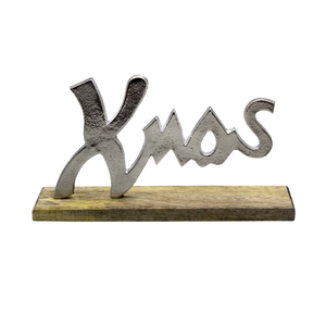 Décoration de noël de table aluminium/bois HOHOHO avec base F354 laiton EPL pour vaisselle de noël pour la décoration de la maison - Product Image 2