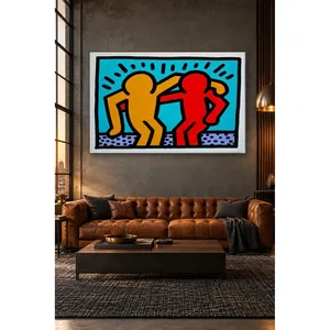 Fida Keith Haring Deux figures s'embrassant Impression sur toile - Product Image 3