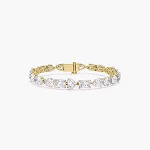 5,0mm corte esmeralda chapado en oro esterlina lujo Moissanite diamante tenis pulsera forma mixta joyería fina - Product Image 4