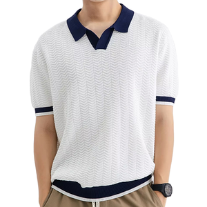 2025 Aimeng hombres de gama alta de verano sólido para camisa transpirable Jersey Casual de moda de manga corta diseño de seda de hielo - Product Image 6