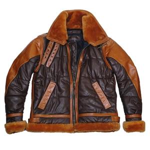 Men's Heavyweight Thick Sherpa <b>Lined</b> Lapel Long Sleeve Zipper up Faux <b>Fur</b> PU Leather <b>Jacket</b> Winter Outwear Overcoat - Product Image 2
