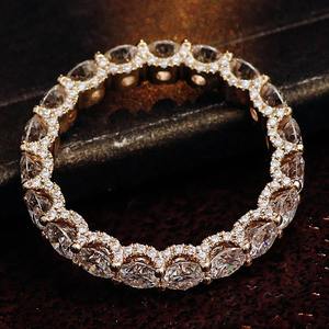 Anillo de Eternidad de Oro Amarillo de 14K/18K para Mujer, Anillo de Compromiso con Diamante Moissanita de Corte Redondo, Anillo de Boda con Piedras Preciosas - Product Image 4