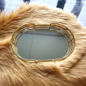 Plateau miroir en métal en fer fait main belle qualité plateau de service et de cadeau de forme ovale pour parfum Cupcake et tige de décoration - Product Image 4