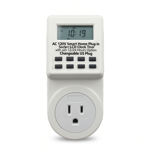 AC 120V <b>Smart</b> Home <b>Plug</b>-in Power Socket LCD Clock Timer with 12/24 Hours Option Changeable US <b>Plug</b> - Product Image 2