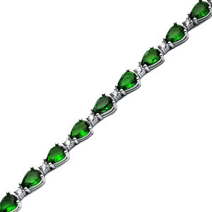 Emeraude CZ poire goutte coupe pierre élégante en gros fait à la main turc 925 Bracelet de tennis en argent Sterling - Product Image 3