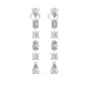 <b>14K</b> Rose <b>Gold</b> Princess Pear Oval Lab Grown Diamond Stud <b>Earrings</b> Women Wedding Bridal Fine Jewelry - Product Image 3