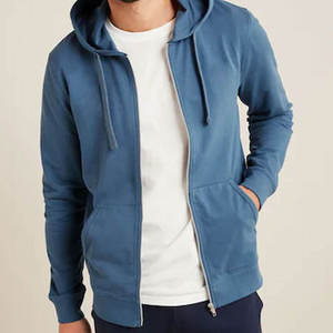 Sweat à capuche en coton pour homme avec logo personnalisé, fermeture éclair, polaire épaisse, style streetwear, fabrication OEM, vente en gros, sweat à capuche uni - Product Image 1