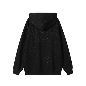 Sweat à capuche pour homme en molleton français de qualité supérieure, personnalisé, 500 GSM, lourd, entièrement recouvert de strass, pull-over vierge avec cordon de serrage - Product Image 2