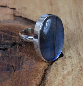 แหวนพลอยรูปไข่เงินแท้925ลาบราดอไรต์ทำด้วยมือสำหรับเป็นของขวัญวันเกิด - Product Image 3