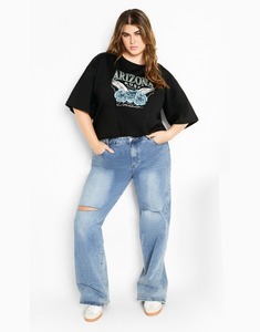 เสื้อยืดอะริโซนาสำหรับผู้หญิงขนาดใหญ่ทรงหลวมผ้าคอตตอนถักพิมพ์ลายดิจิตอลสำหรับใส่ในฤดูหนาว - Product Image 1