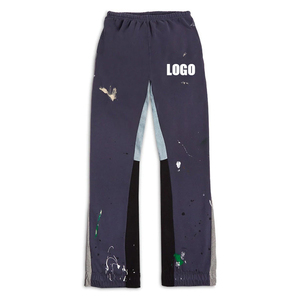 Wholesale Wide Leg French Terry <b>Stacked</b> Sweatpants Men,custom logo 100% Cotton Fleece Streetwear Flare <b>Joggers</b> Sweatpants - Product Image 4