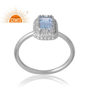 Anillo de piedras preciosas de Topacio Azul Natural Chapado en paladio de plata esterlina de último diseño, joyería personalizada para mujer, regalo para ella - Product Image 1