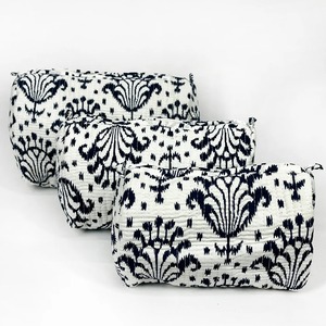 Ikat ชุดแต่งหน้าผ้าฝ้าย3ชิ้นชิ้นใหญ่ลายวินเทจได้รับแรงบันดาลใจจากการเดินทางมีซิปปิดเป็นมิตรกับสิ่งแวดล้อมทนทานต่อน้ำ - Product Image 1