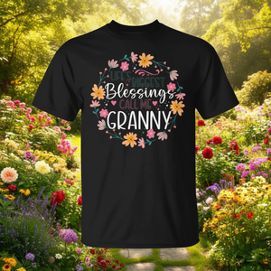 T-shirt floreale con stampa 'Call Me Granny' - Le più grandi benedizioni della vita, ideale per articoli promozionali - Product Image 3