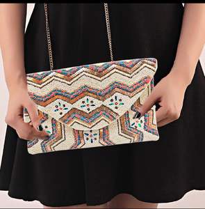 Boho Chic Hand Beaded <b>Evening</b> <b>Bag</b> Elegant Party Clutch with Detachable Chain - Product Image 3