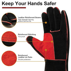 Gants de soudage de protection, couleur rouge et noire à bas prix Gants résistants aux hautes températures pour le travail du métal PAR AMAZING INDUSTRIES - Product Image 3