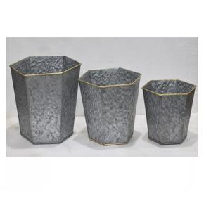 Derniers petits pots et jardinières galvanisés Ensemble de trois nouveaux pots de plantes en métal de conception nouvelle pour la décoration de jardin nouveau pot de fleurs en métal - Product Image 5