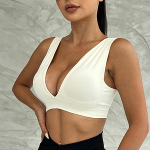 Vente en gros de soutien-gorge de sport sexy pour femmes, personnalisé, couleur unie, haute élasticité, débardeur de fitness respirant, soutien-gorge de yoga - Product Image 1