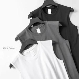Camisetas sin mangas de alta calidad para hombre, sin mangas, entrenamiento de gimnasio, entrenamiento atlético, 100% algodón, ligero y transpirable en negro, gris y blanco - Product Image 1