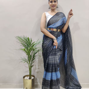 Zari Georgette Tela única con Sari impreso digital y costura completa Listo para usar con Sari - Product Image 1