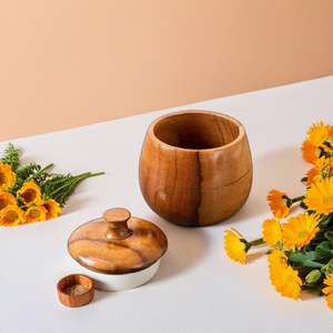 Pequeños recipientes de madera Juego de 2 usos multiusos para encurtidos Especias Salsas o condimentos - Product Image 3