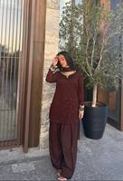 Costume exclusif de créateur Farsi Salwar en crêpe de coton français Tenue traditionnelle de fête d'été avec haut Salwar Dupatta