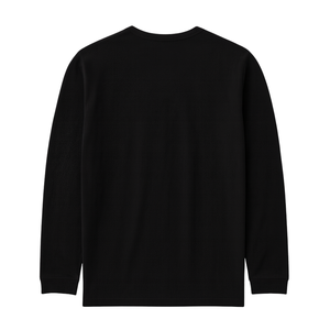 Men <b>Black</b> Heavyweight <b>Long</b> Sleeve Crew Neck T Shirt 100% Luxury Organic Cotton Pre Shrunk GOTS Certified Premium Classic Fit Tee - Product Image 2