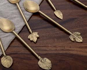 Cuillère de conception de feuille royale faite à la main utilise pour les ustensiles de cuisine cuillère à dîner de haute qualité au meilleur prix - Product Image 6