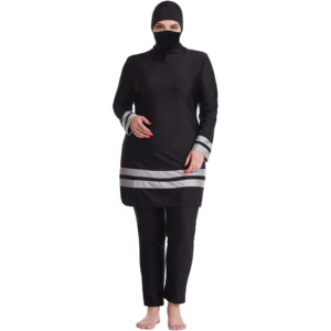 Traje de Baño Musulmán Personalizado, Traje de Baño Islámico Modesto para Mujer, Hijab, Talla Grande, Cobertura Completa, Estampado, Conjunto de 2 Piezas, Poliéster/Nailon - Product Image 1