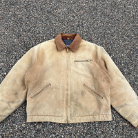 Chaqueta de Mezclilla Casual Vintage de Invierno para Hombre, Estilo Urbano, 100% Poliéster, Cuello Alto, Estilo Camionero, Ropa de Trabajo, Estampado para Exteriores