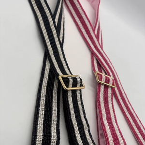 Beaded Purse <b>Strap</b> Striped <b>Bag</b> <b>Strap</b> Pink Purse <b>Strap</b> <b>Black</b> <b>Bag</b> <b>Strap</b> Adjustable - Product Image 1