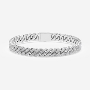 Pulsera de diamante redondo de moissanita de enlace cubano de Hip Hop en joyería de plata 925 Premium para todas las ocasiones - Product Image 1