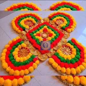 Alfombrillas tradicionales Diya Rangoli Diwali decoración piso, alfombrilla para escaleras decoración del hogar centro de mesa Rangoli inauguración de la casa, recuerdo de boda - Product Image 3