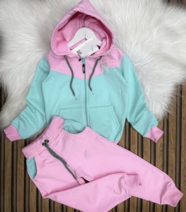 Ensemble de survêtement 2 pièces pour enfants, couleur personnalisée, effet délavé vintage, en velours, col en V, coupe décontractée, bas élastique, unisexe, été - Product Image 4