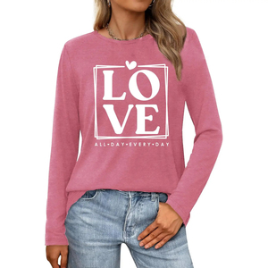 Camisetas de Manga Larga para Mujer, Corte Regular, Estilo Urbano, Tallas Grandes, Transpirables, Color Sólido, 100% Algodón, Venta al Por Mayor - Product Image 5