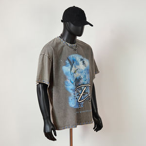 T-shirt graphique streetwear personnalisé en coton épais, impression DTG, manches courtes, coupe ample, t-shirt personnalisé court et carré pour homme - Product Image 3