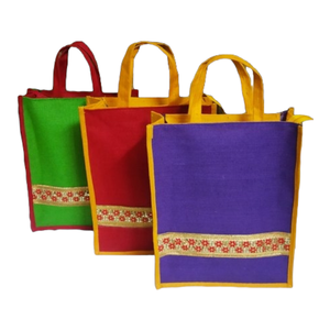 Sacs à provisions en Jute de haute qualité, Style personnalisé, motif de tissu, pièces de couleur, petite origine brute indienne - Product Image 4