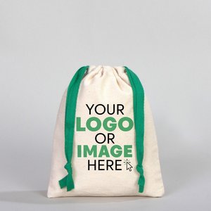 Bolsa de tela personalizable con asa verde, 6 x 8 pulgadas (15.5 cm x 20 cm), bordado serigrafiado para empaque de aceites esenciales, productos contra el polvo y pelucas - Product Image 1