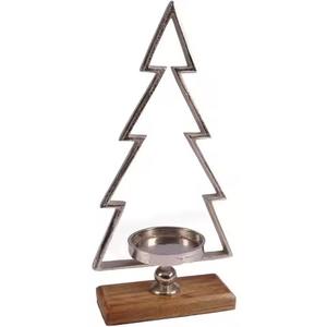 Porte-bougie en métal en forme de renne en argent avec base en bois, fait à la main, écologique, durable, décoratif pour Noël - Product Image 2