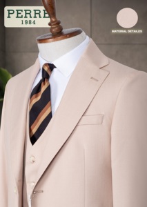 PERRE Men's Brown Double Breasted Business <b>Suit</b> Mandarin Collar Regular Fit Plus Size Viscose/Polyester Worsted Fabric - Product Image 6