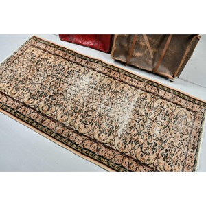 3.3x6.8 ft Vintage Rug, <b>Brown</b> Solid Turkish Rug <b>Wool</b> - Product Image 4
