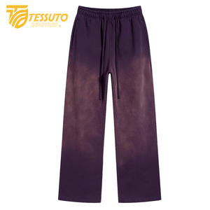 Personnalisé soleil fané Baggy jambe droite pantalons de survêtement surdimensionné français éponge coton Flare pantalon logo personnalisé lavé pantalons de survêtement évasé - Product Image 6