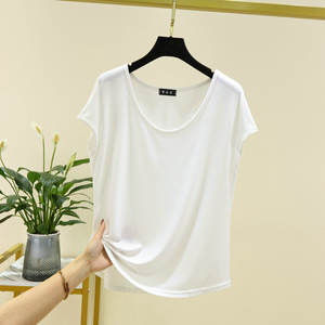 เสื้อยืดคอกลมแขนสั้นสำหรับผู้หญิงผ้าคอตตอนแท้ใหม่สำหรับใส่ใน100% ลำลองฤดูร้อน - Product Image 5