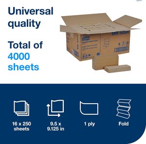 Serviettes en papier pliées universelles Tork, brun naturel, 1 pli, 100% recyclées, 250 serviettes/paquet, 16 paquets/caisse (MK520A) - Product Image 6