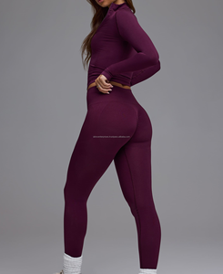Women's High Quality Solid Stylish Mid Waist Stretchable Yoga Suit Zipper Jacket Breathable <b>Legging</b> Summer Comfortable Flexible - Product Image 3
